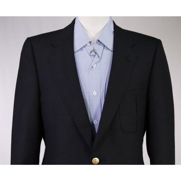 Lanvin Vinitage Black Knit Woven Patch Pocket Gold Button Blazer Jacket 40R - Picture 3 of 8